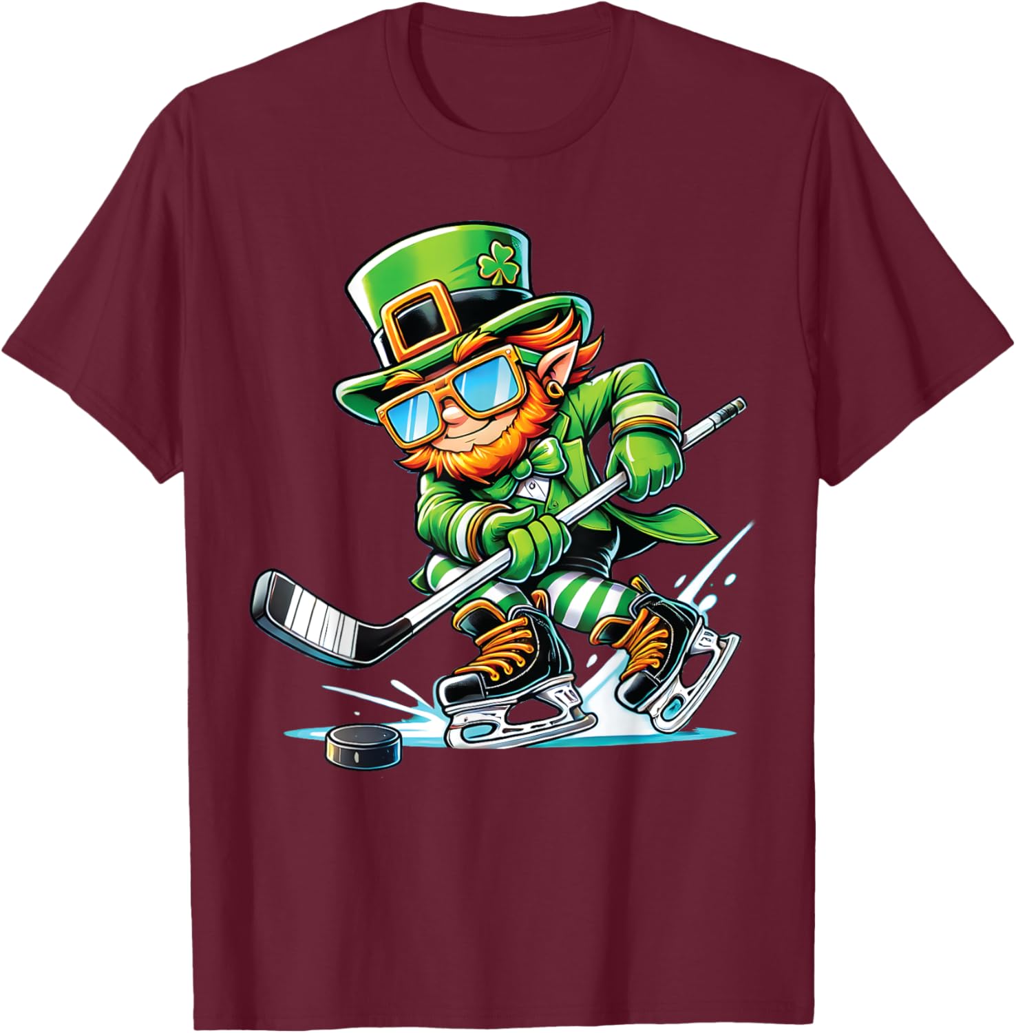 Leprechaun Ice Hockey T-Shirt Perfect for St Patrick's Day Fun - 19