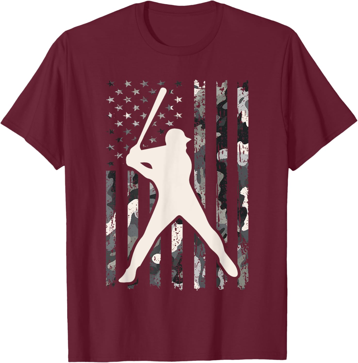 Vintage Baseball USA Flag Camo T-Shirt for Men and Women - 11
