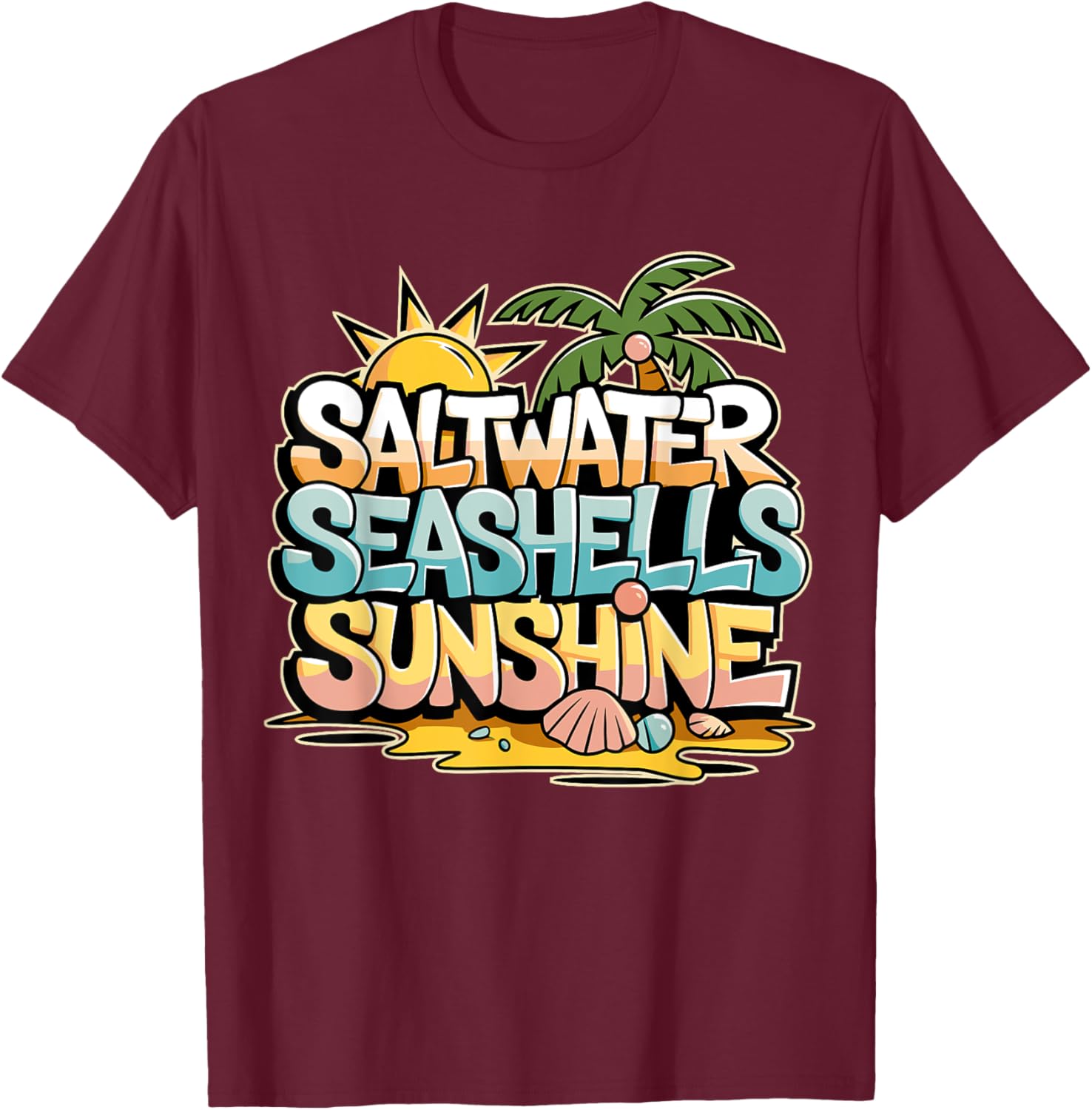 Funny Beach T-Shirt with Saltwater Seashells for Cruise Gifts - 8