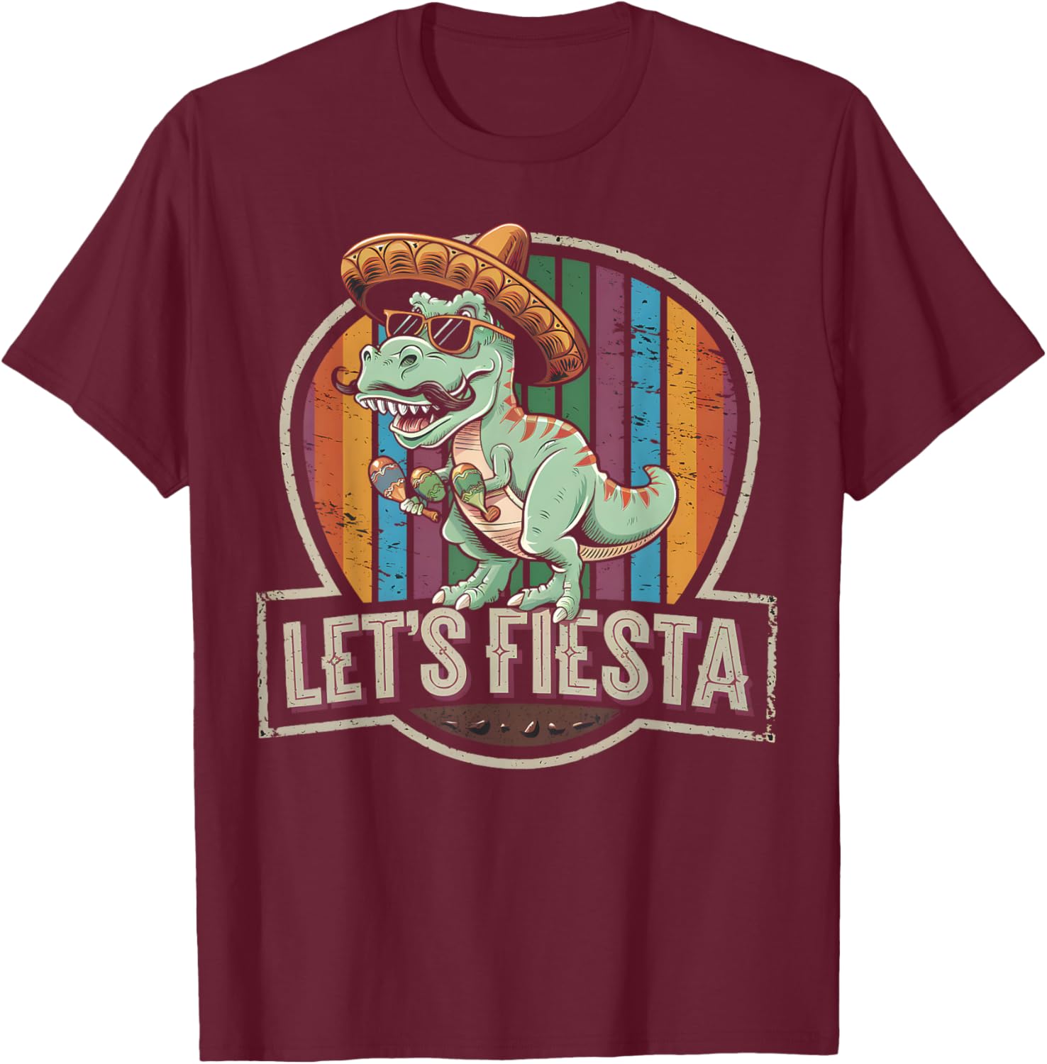 Cute Let's Fiesta Mexican Dino Trex T-Shirt for Toddler Boys - 11