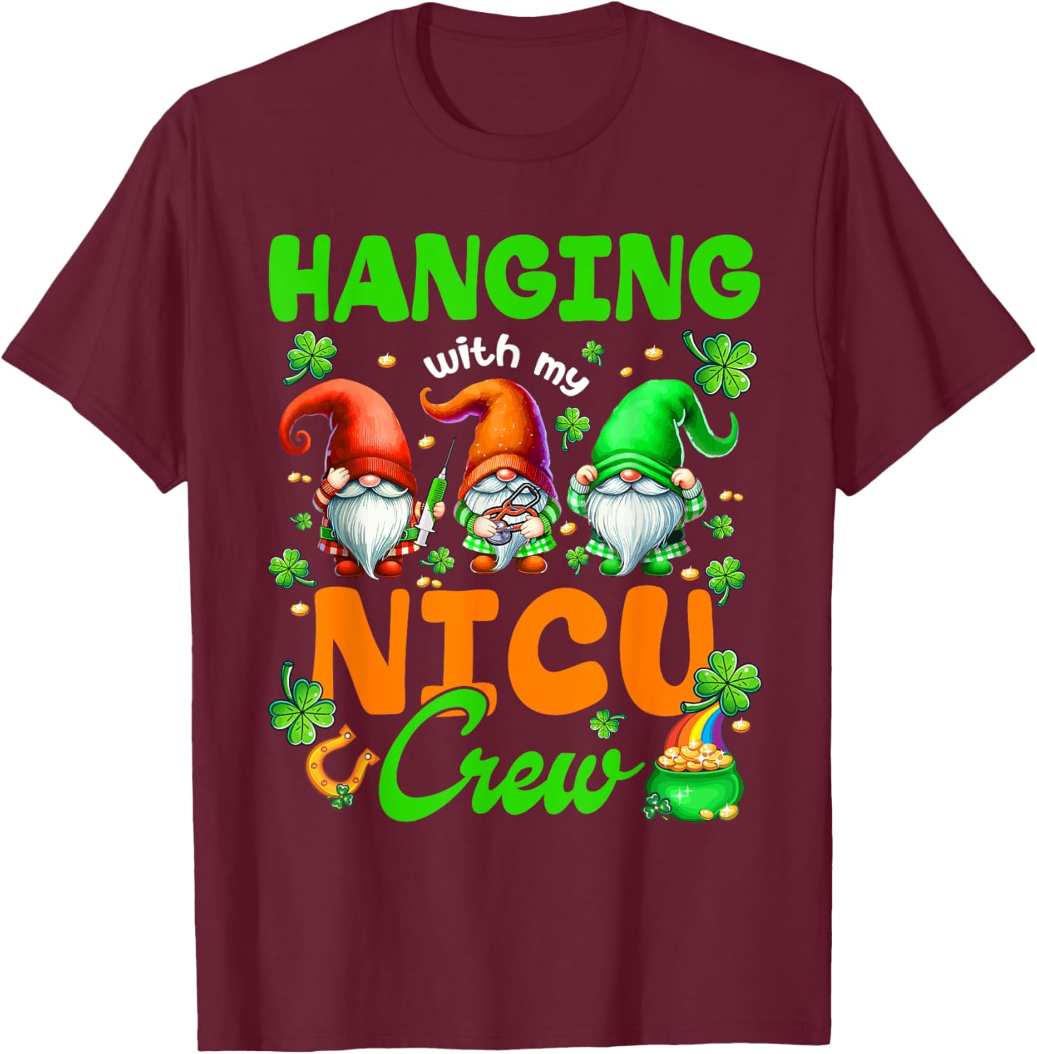 Adorable NICU Nurse Gnome St. Patrick's Day T-Shirt for Nurses and Friends - 11