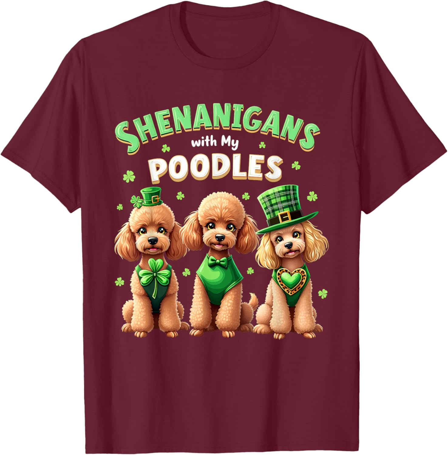 St Patricks Day Irish Poodle Shamrock T-Shirt for Fun Celebrations - 2