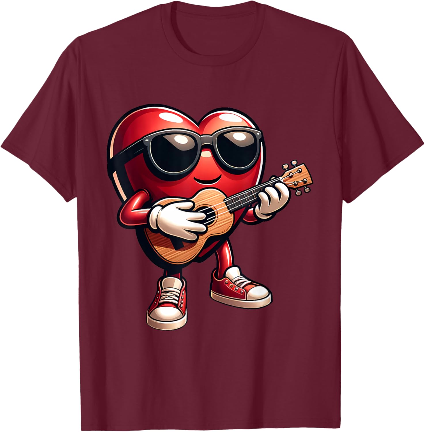 Heart Ukulele Love T-Shirt for Musicians Perfect for Valentine's Day - 15