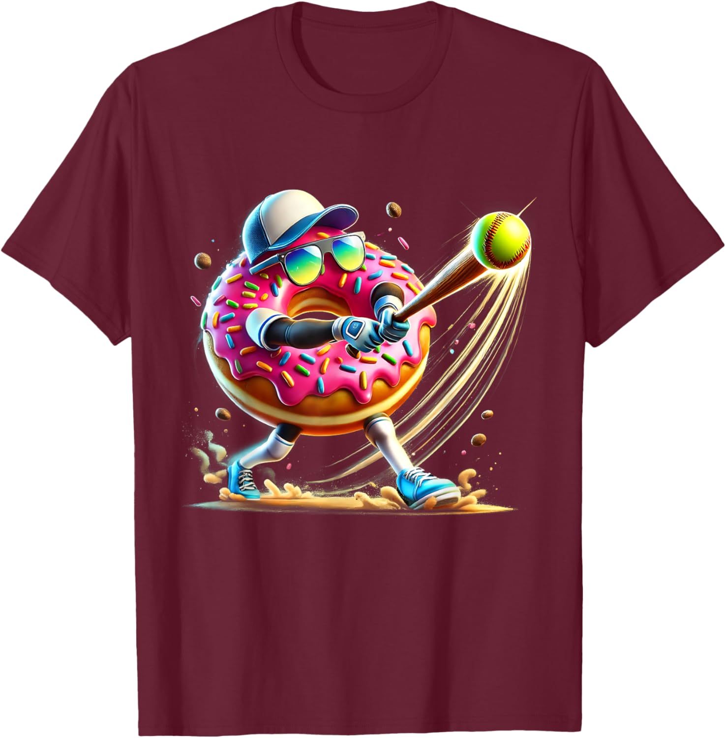 Donut Lover Softball Player T-Shirt Fun Sports Tee for All Ages - 3