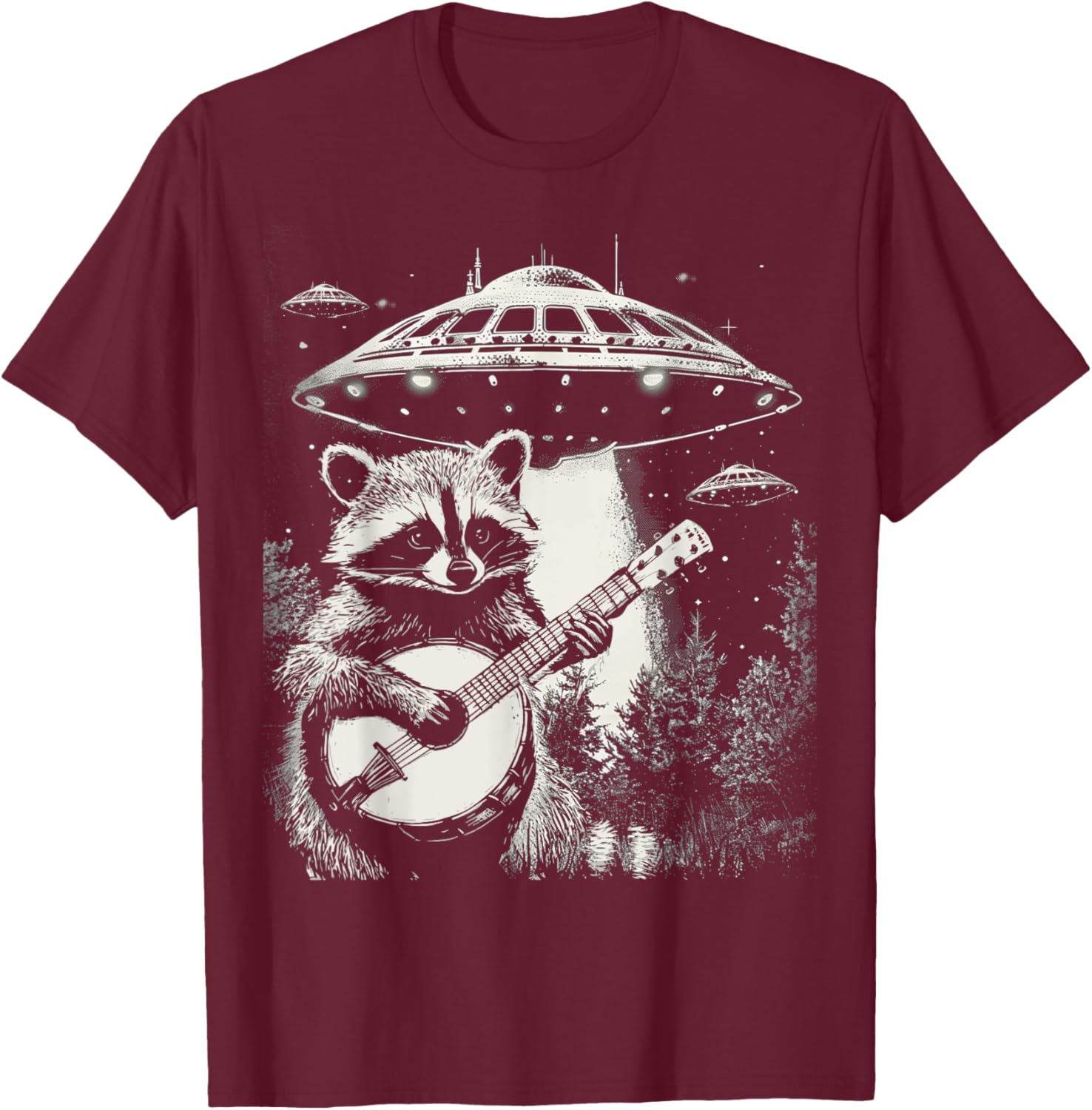 Funny Vintage Raccoon Banjo Alien T-Shirt for Unique Style Lovers - 7