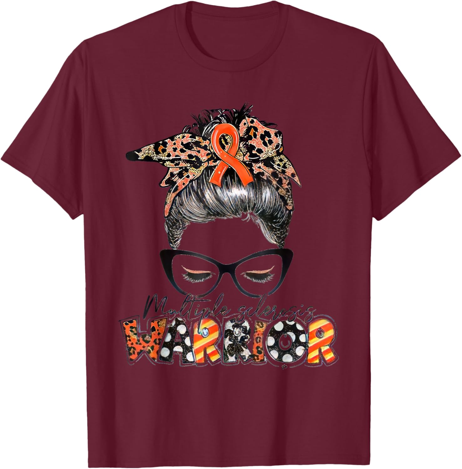 Multiple Sclerosis Warrior Messy Bun T-Shirt - MS Awareness Apparel - 2