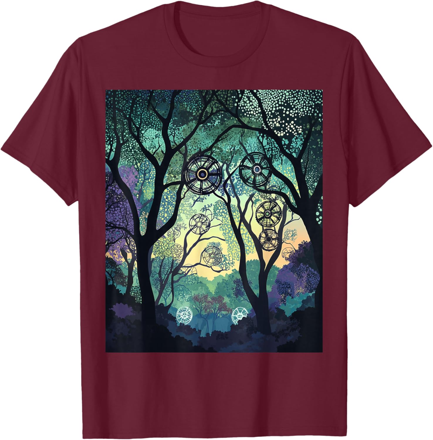 Dreamy Forest Geometric Nature Artwork T-Shirt for Nature Lovers - 14
