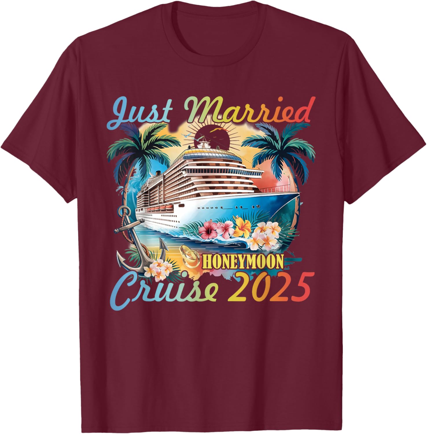 Just Married Honeymoon Cruise T-Shirt for Couples 2025 Adventure - 2