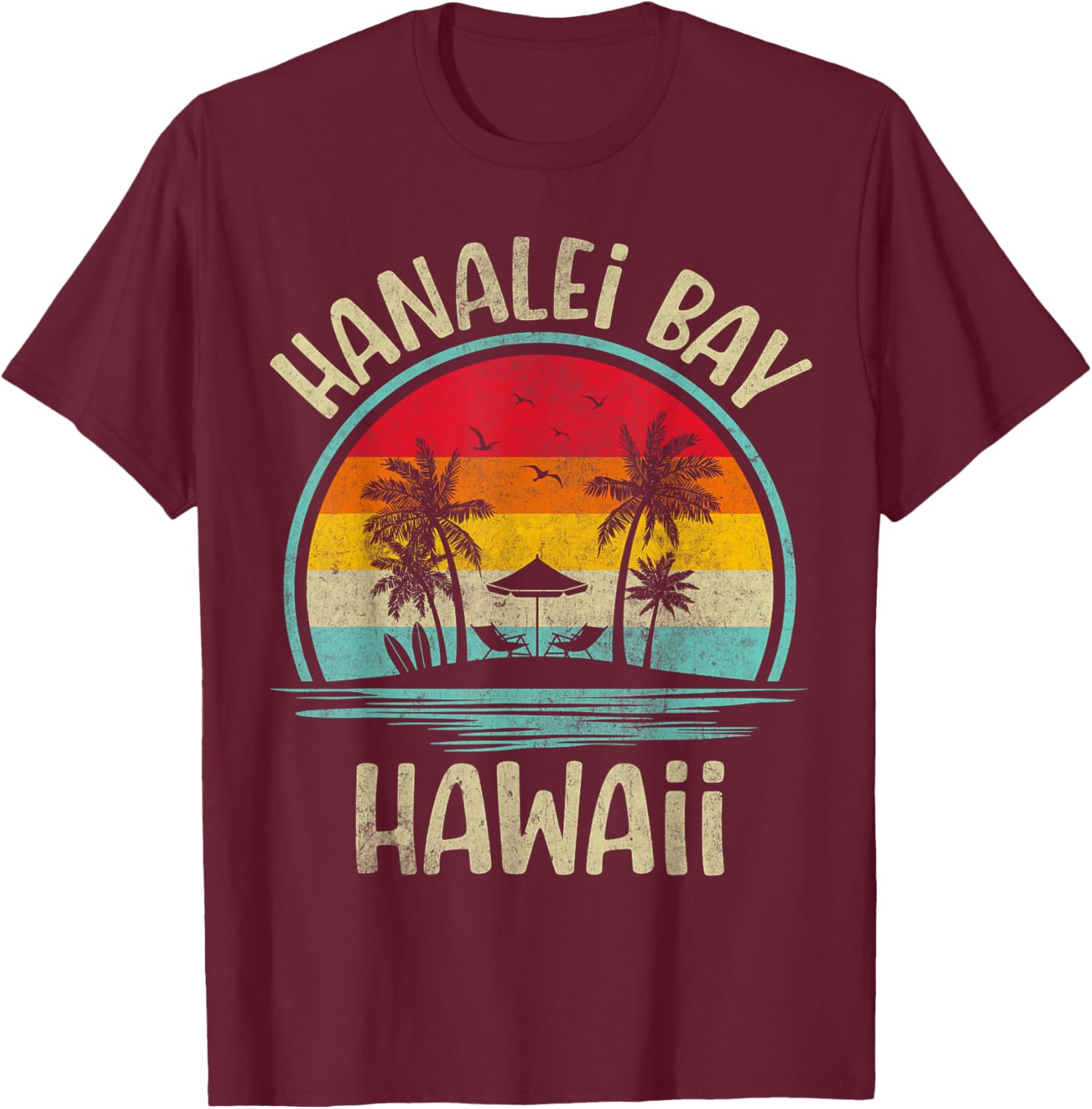 Hanalei Bay Beach Hawaii Palm Tree Family Summer Vacation T-Shirt - 11