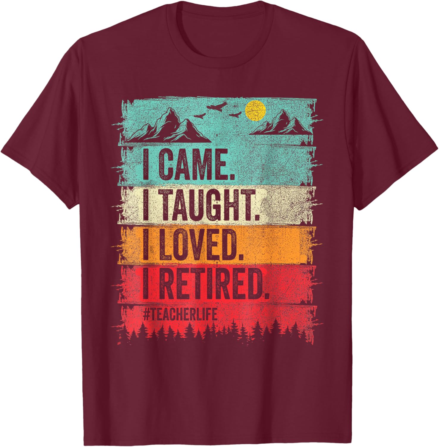 Funny Teacher Retirement T-Shirt - I Came I Taught I Loved Design - 12