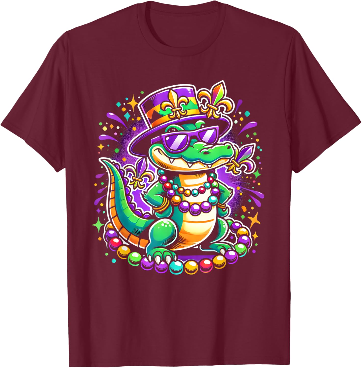 Mardigator Mardi Gras Alligator T-Shirt for Men and Women - 11