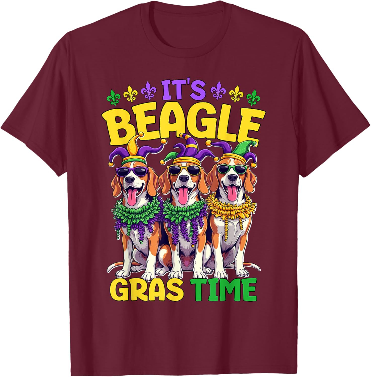 Mardi Gras Beagle Time T-Shirt for Fun Celebrations and Festivities - 8