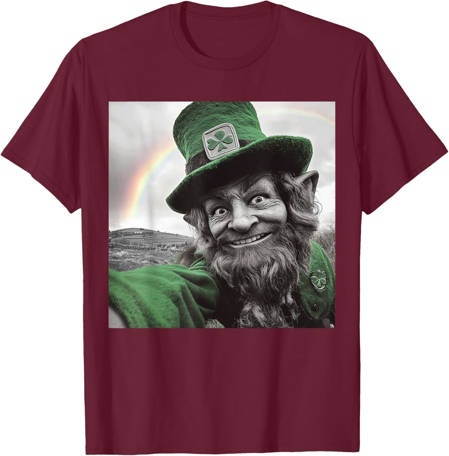 Funny St Patricks Day Rainbow Leprechaun Selfie T-Shirt for Festive Fun - 24