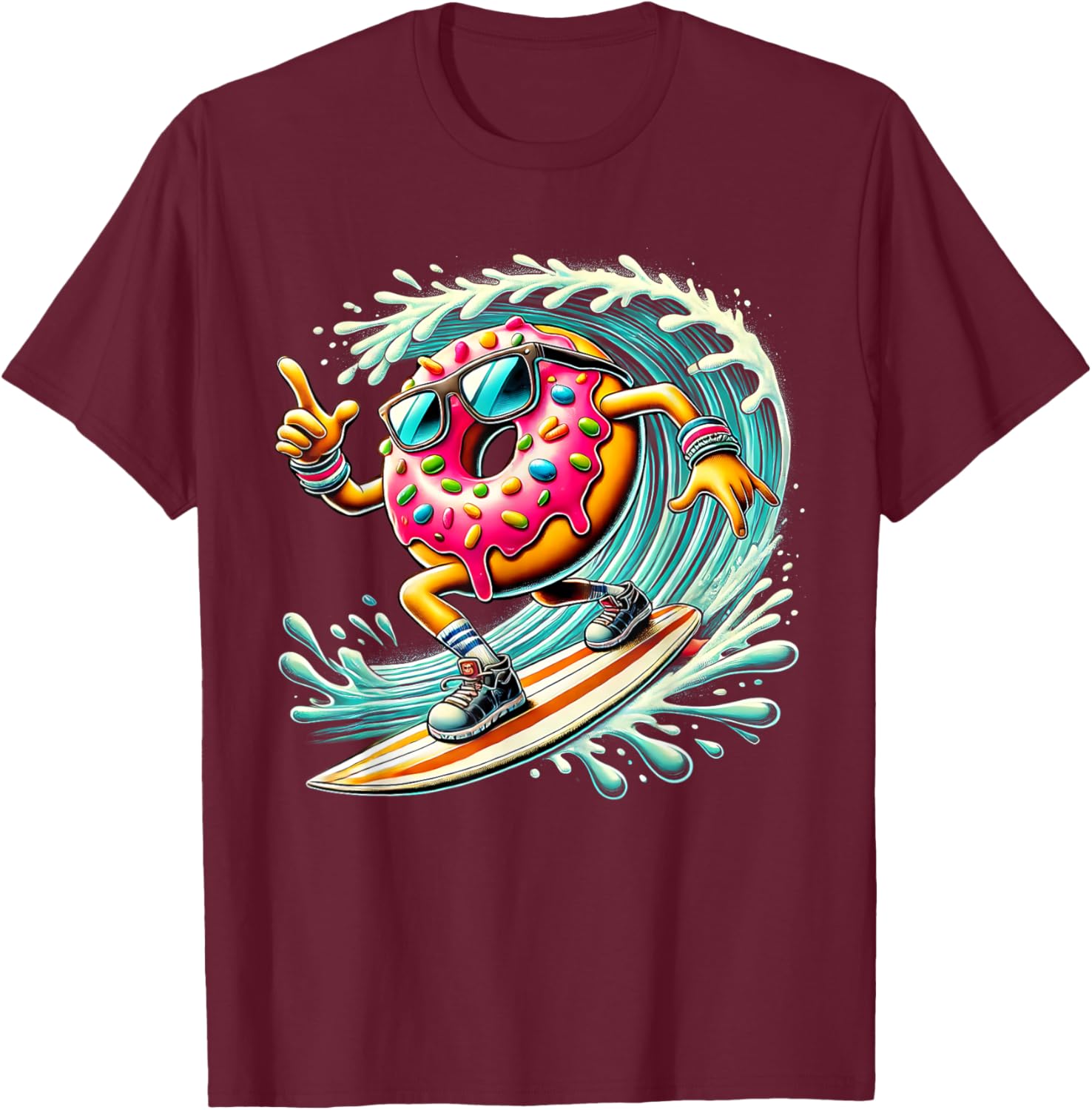 Donut Surfing T-Shirt for Surfboard Lovers - Fun Surf Style Apparel - 10