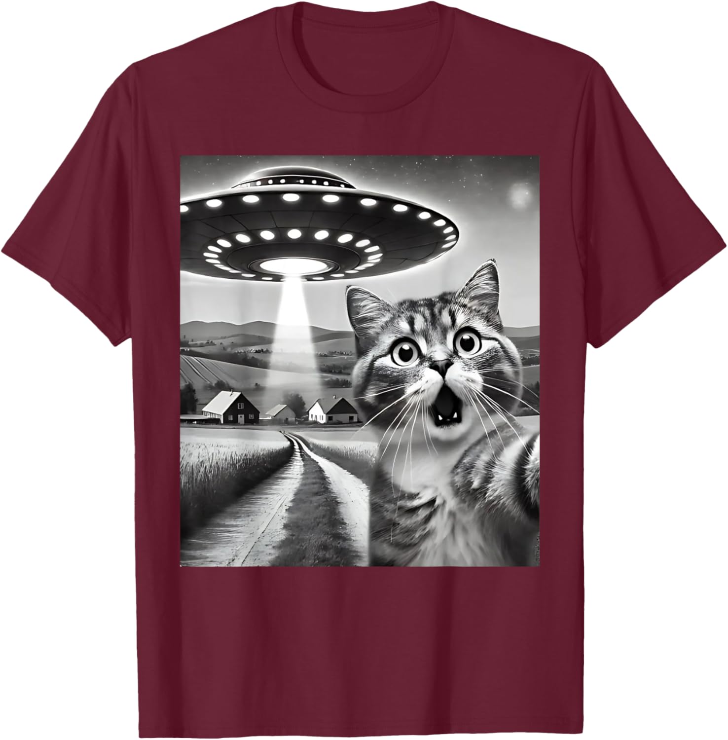 Funny Cat Selfie with Alien UFO T-Shirt for Men, Women, and Kids - 16
