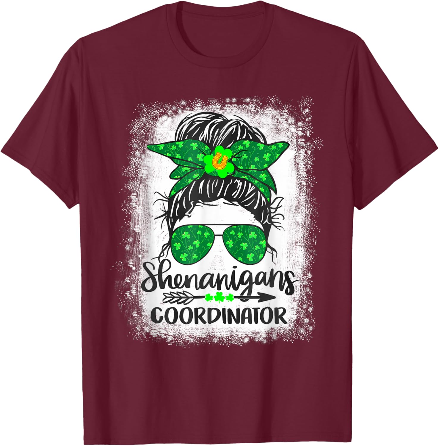 Shenanigans Coordinator Messy Bun St Patricks Day Women's T-Shirt - 4