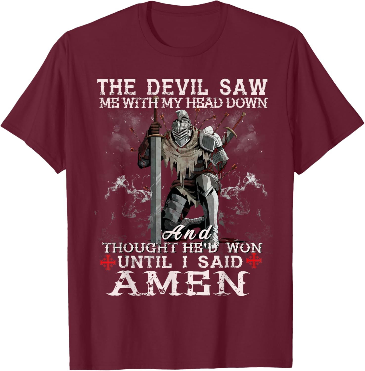 Knight Templar Christian Warrior T-Shirt with Powerful Amen Statement - 14