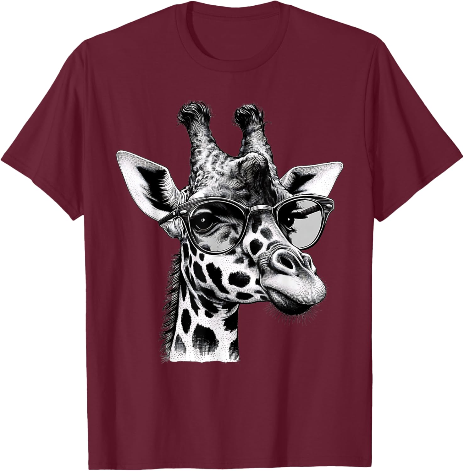 Cute Giraffe Glasses T-Shirt for Wildlife Animal Lovers and Enthusiasts - 3