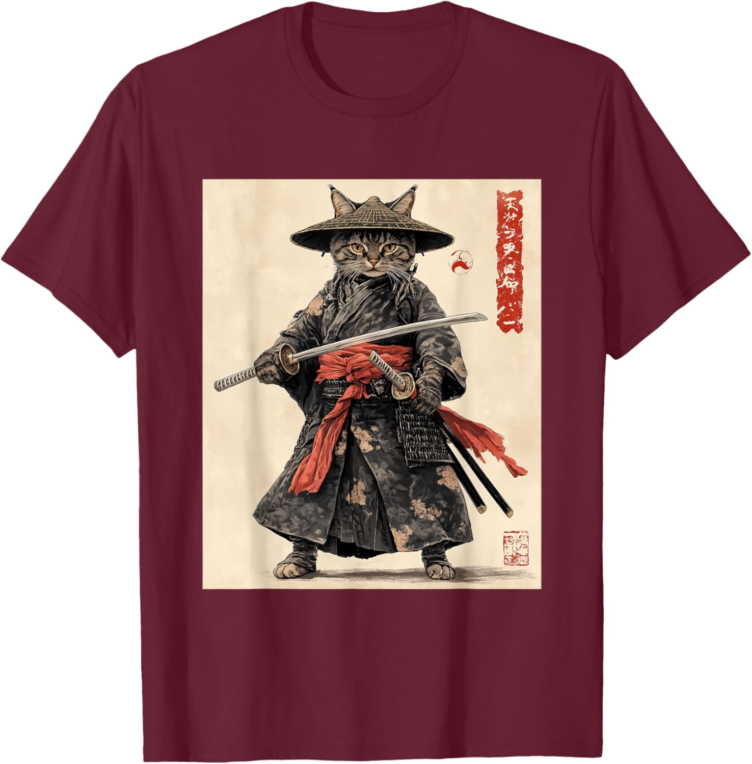 Samurai Cat T-Shirt - Japanese Warrior Graphic Tee for Cat Lovers - 28
