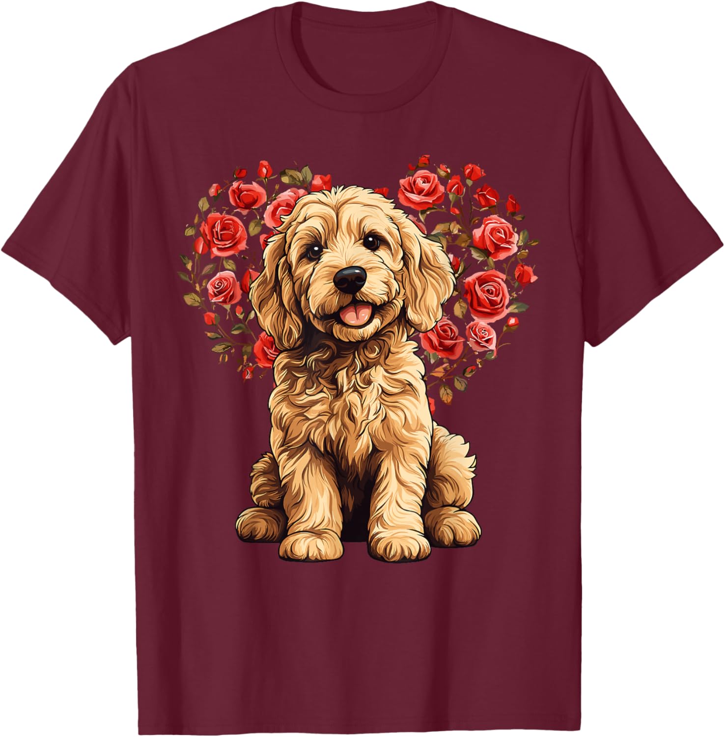 Goldendoodle Valentine’s Day Floral Heart T-Shirt for Dog Lovers - 19