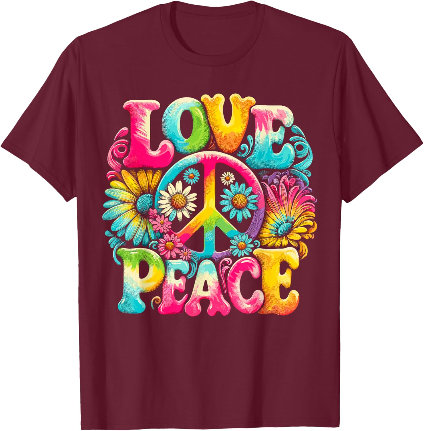 Hippie Tie Dye T-Shirt with Peace Sign and Love Design for Trendy Style - 3