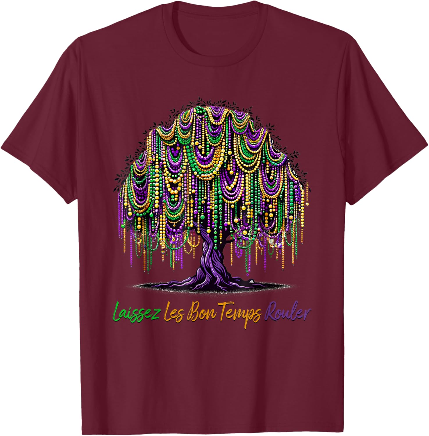 Laissez Les Bon Temps Rouler Mardi Gras Tree Beads T-Shirt for Festive Fun - 3