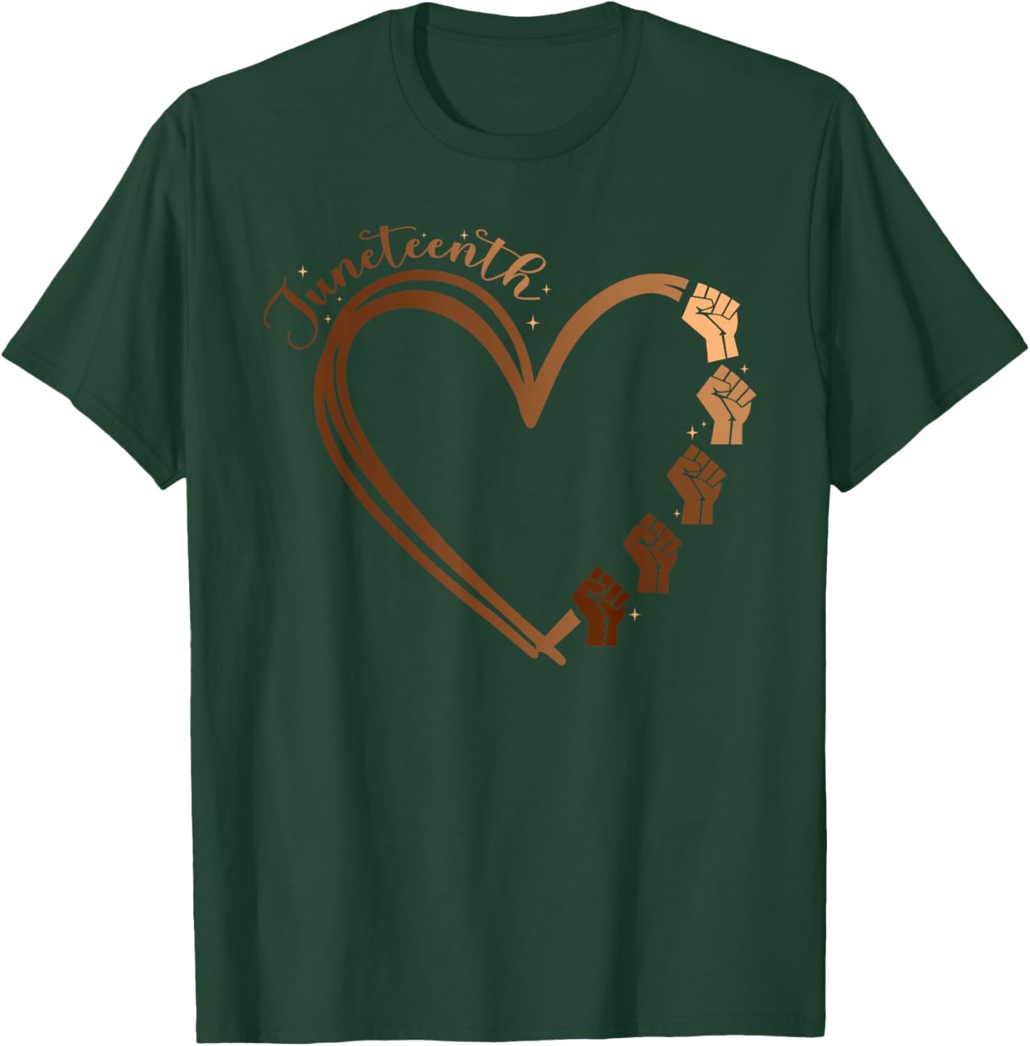 Juneteenth Heart Fist T-Shirt Celebrating Melanin and Black History Month - 16