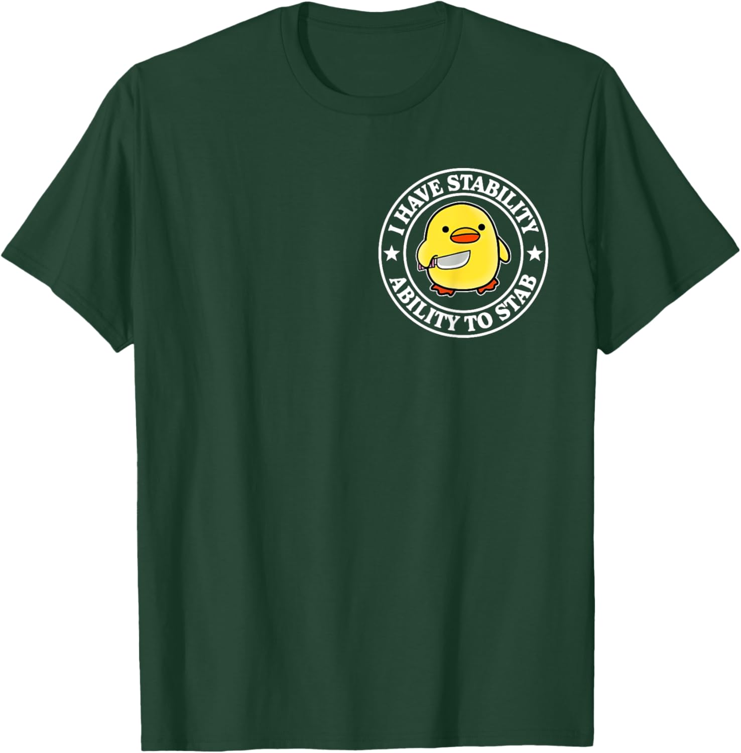Funny Sarcastic Duck T-Shirt with Stability Ability to Stab Design - 21