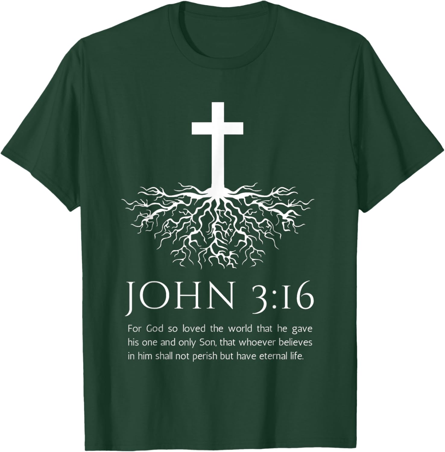 John 3:16 Jesus Cross T-Shirt with Tree Design - Christian Faith Apparel - 15