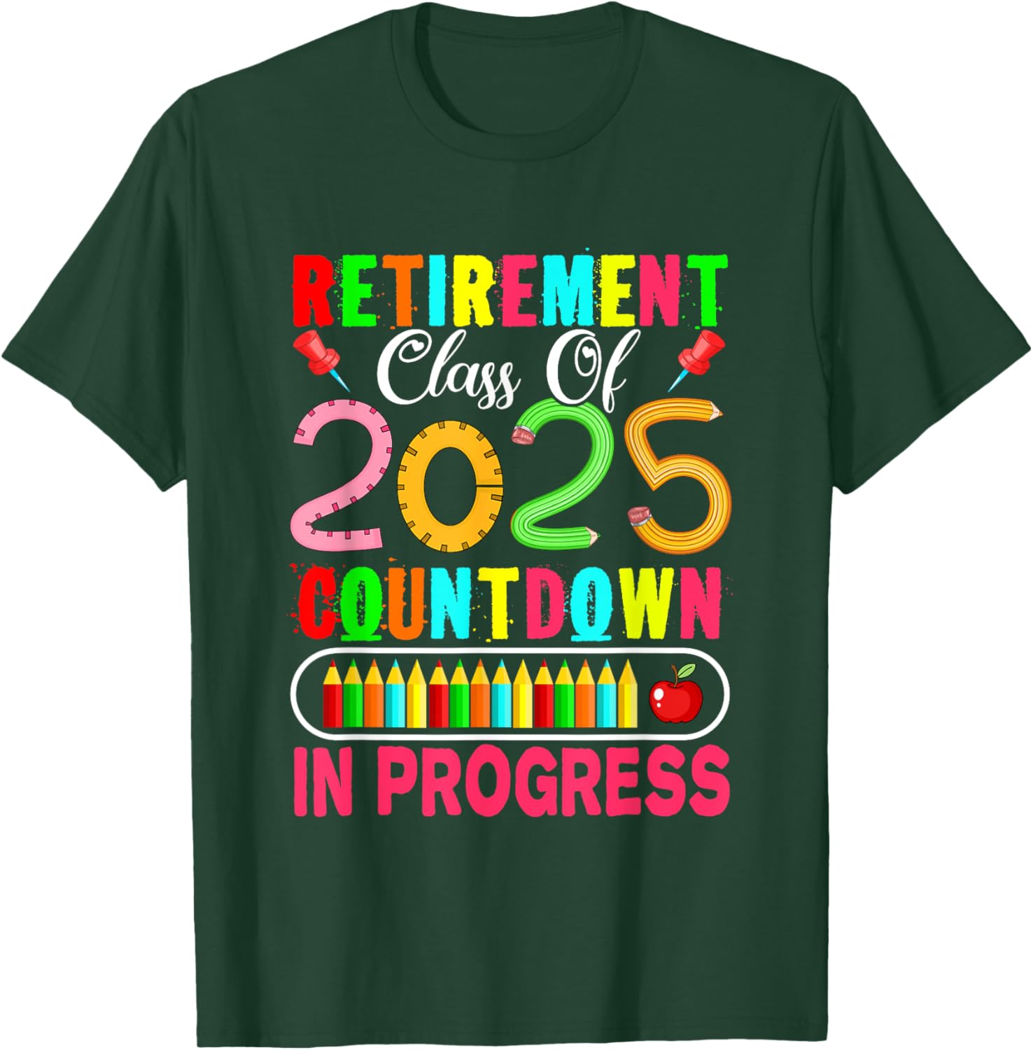 Colorful Retirement Class Of 2025 Countdown T-Shirt for Celebrations - 15