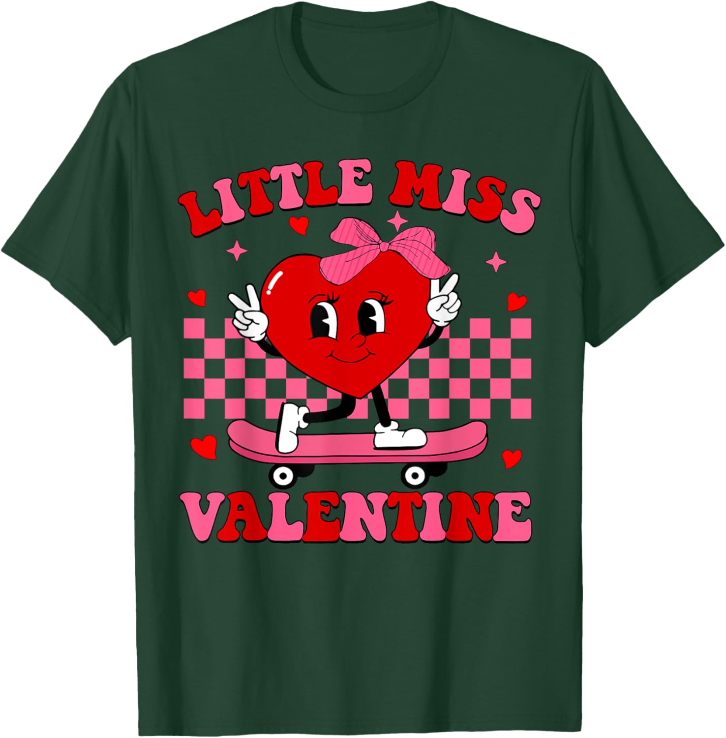 Little Miss Valentine Heart Skateboard T-Shirt for Fun-Loving Women - 11
