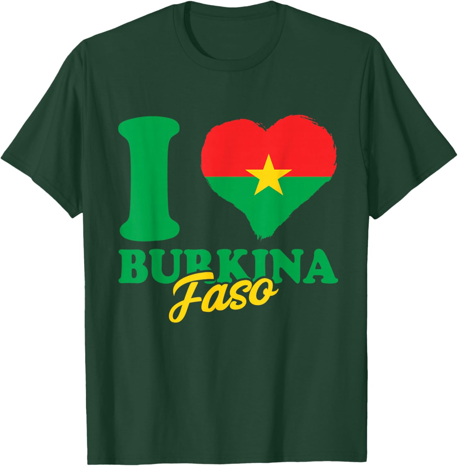 I Love Burkina Faso Heart T-Shirt with Burkina Faso Flag Design - 15