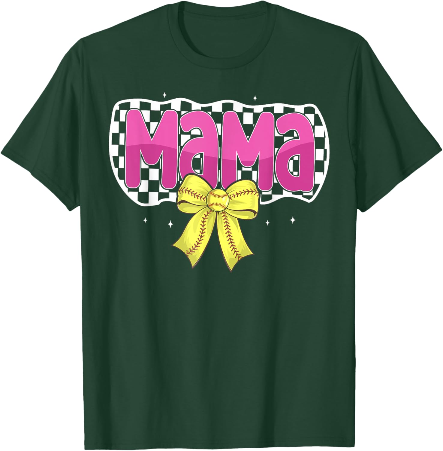 Softball Mom Coquette Bow Checkered Sport T-Shirt for Proud Mama - 12