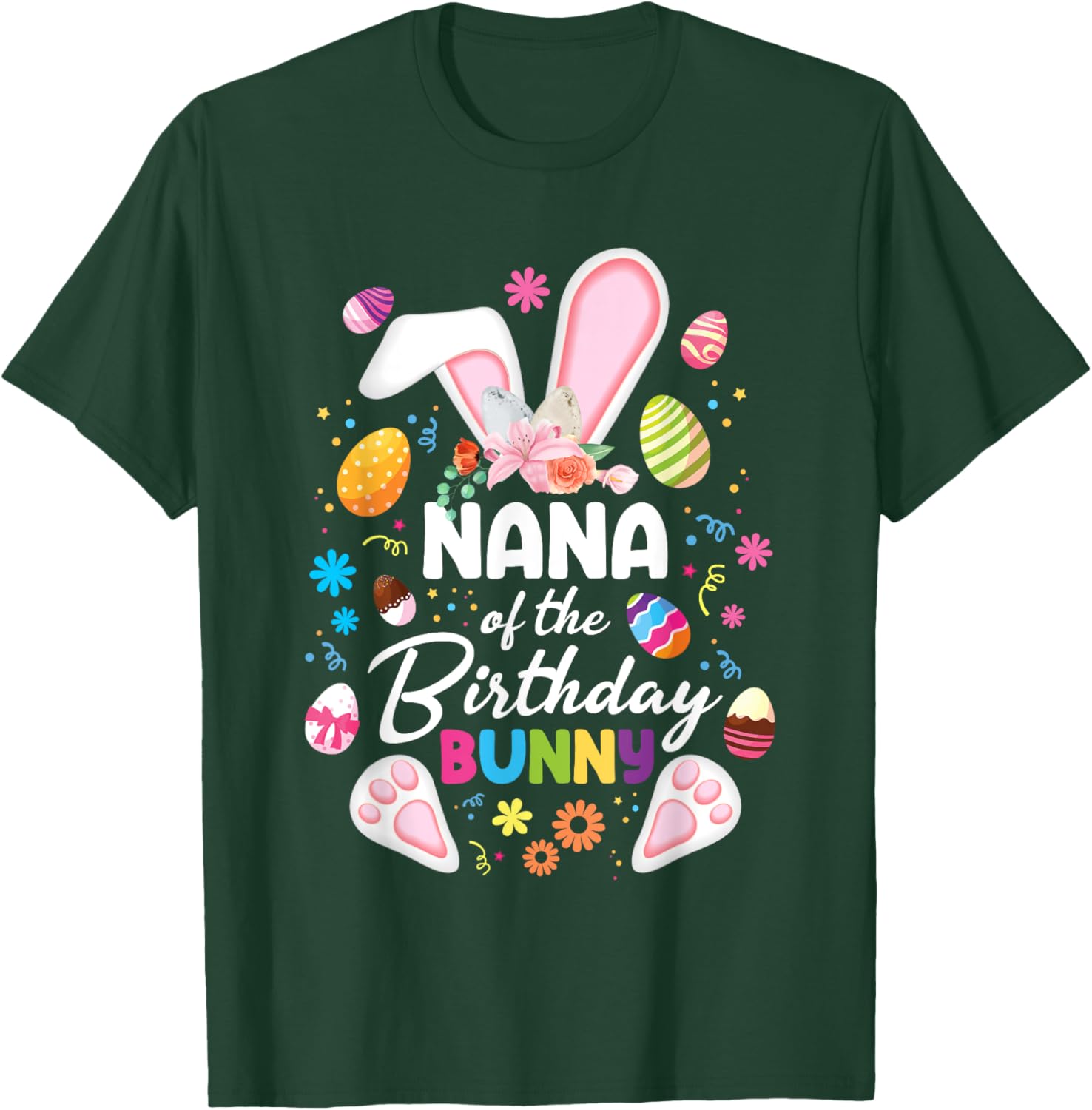 Nana Of The Birthday Bunny Easter Family Matching T-Shirt for Fun Celebrations - 7