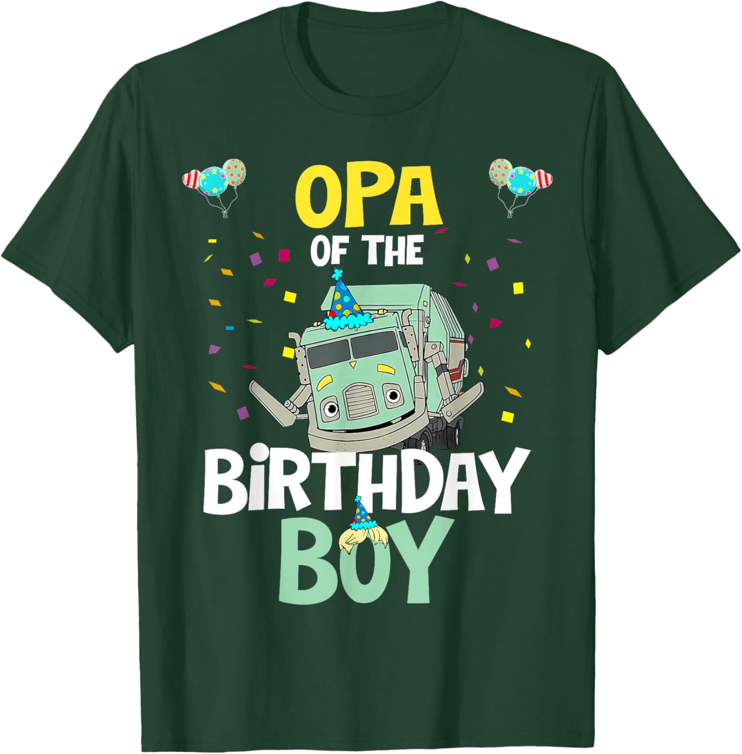 Opa Of The Birthday Boy Garbage Truck Recycling T-Shirt for Kids - 9
