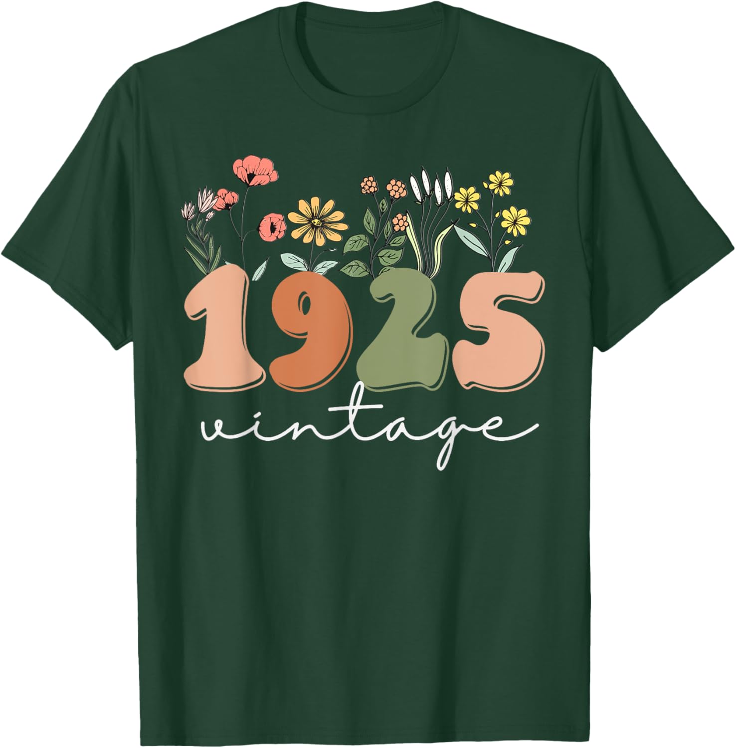 100 Years Old Vintage 1925 Wildflower Women's 100th Birthday T-Shirt - 13