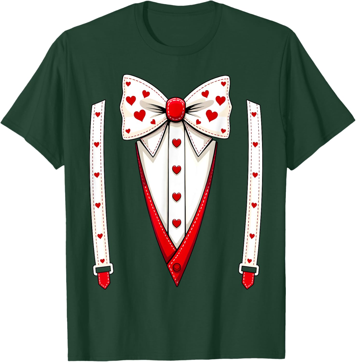 Hearts Bow Tie Suspenders Valentine Costume Kids T-Shirt for Boys - 5