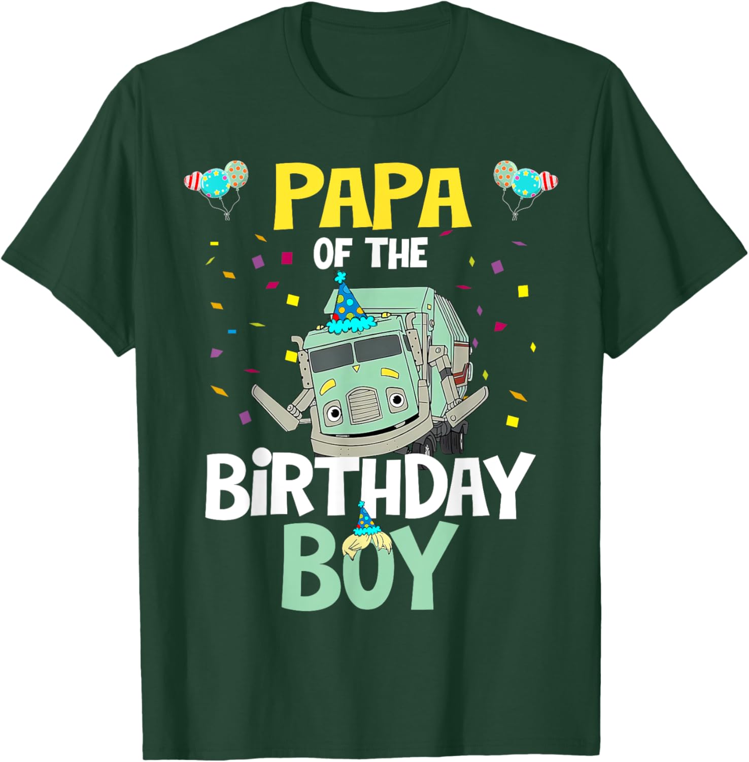 Papa Of The Birthday Boy Garbage Truck Recycling Trash T-Shirt Gift - 5