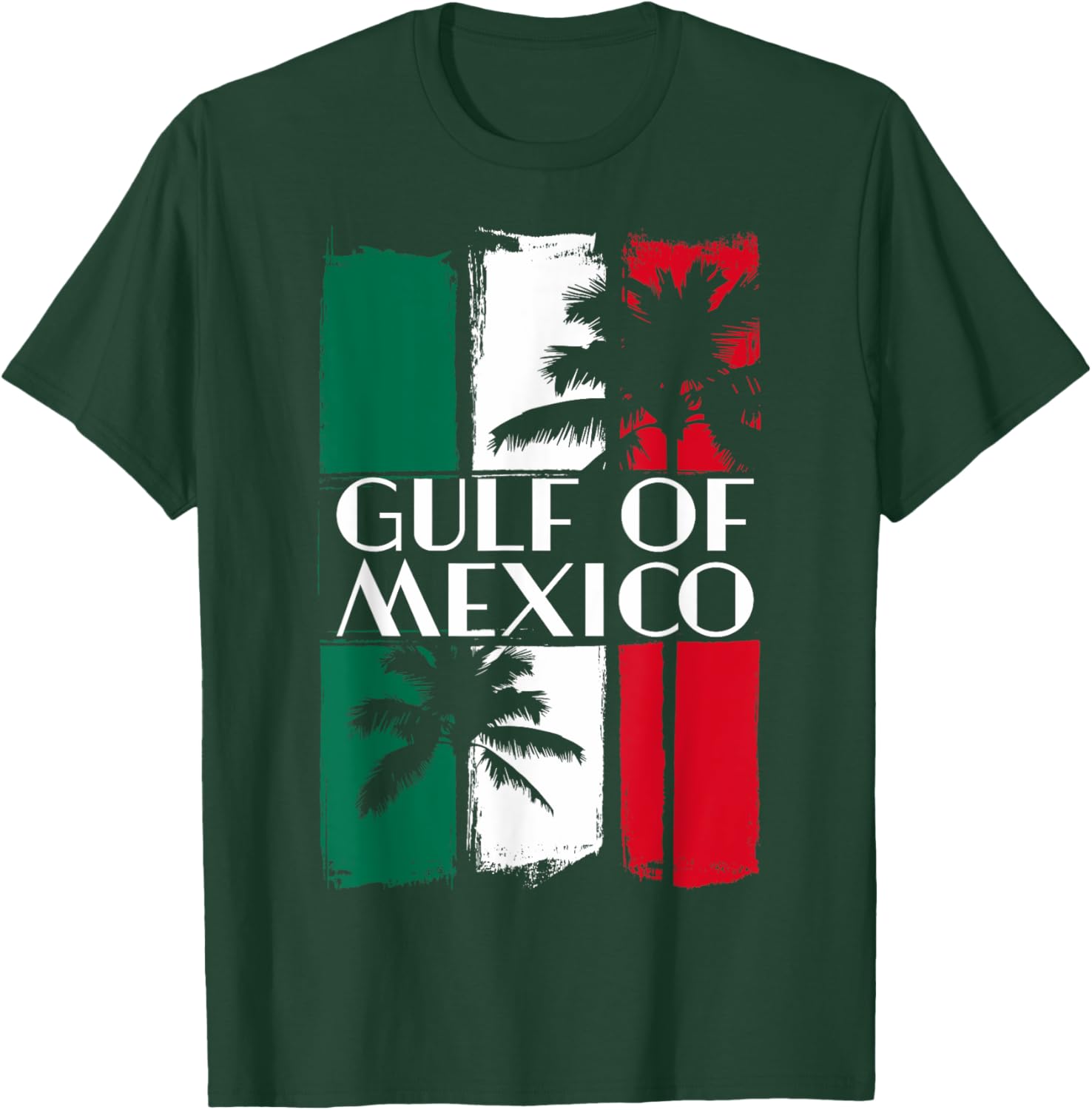 Gulf of Mexico T-Shirt with Mexican Flag Colors and Palm Trees - 15