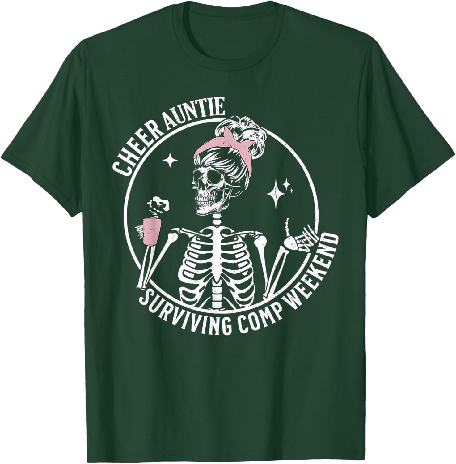 Skeleton Coffee Cheer Auntie T-Shirt for Weekend Fun and Style - 15