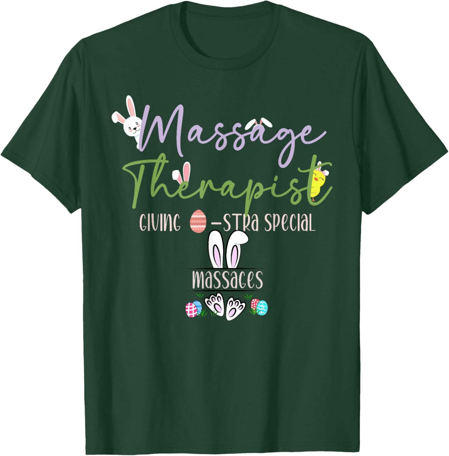 Cute Easter Bunny Massage Therapist T-Shirt for LMTs and Masseuses - 16