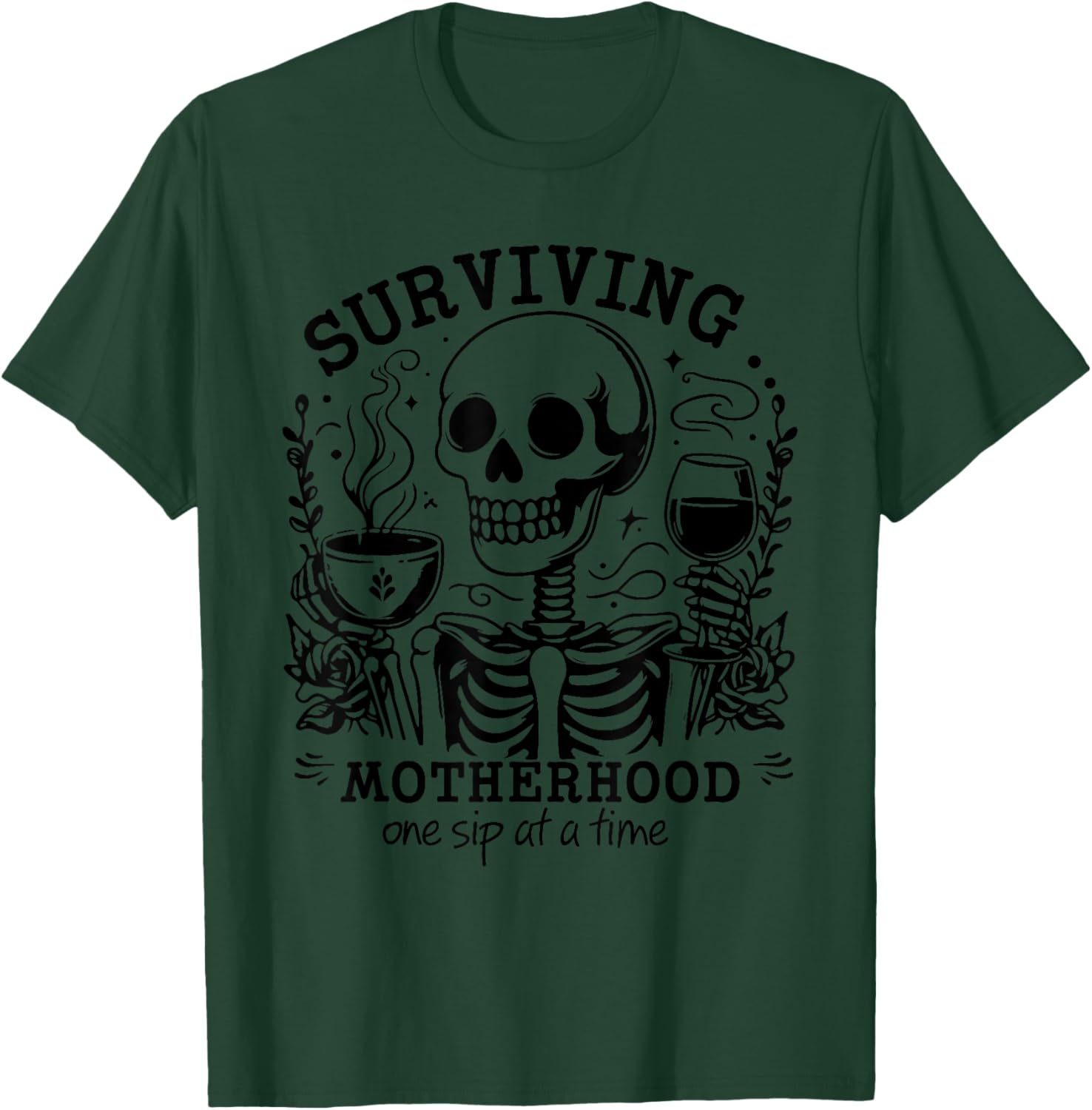 Funny Mom Coffee T-Shirt Surviving Motherhood One Sip At A Time - 4