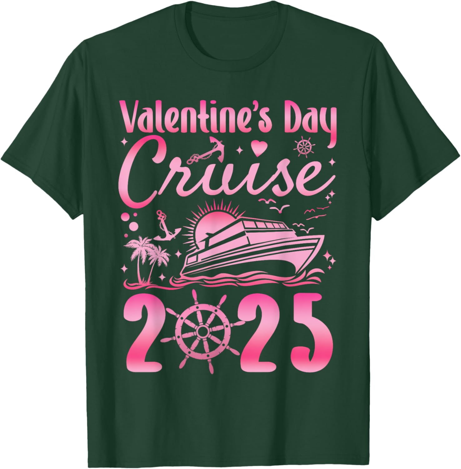 Romantic Valentine's Day Couples Family Cruise T-Shirt 2025 Getaway - 1