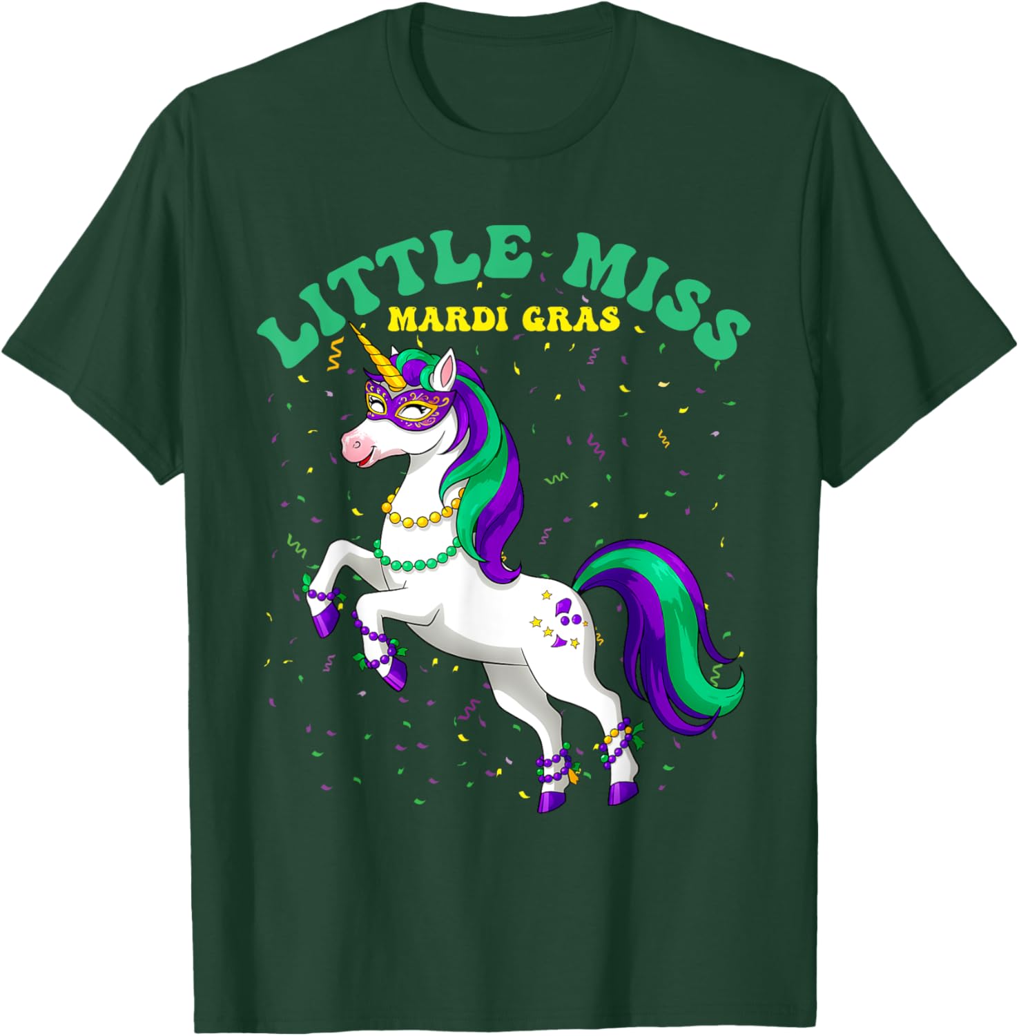 Little Miss Mardi Gras Unicorn T-Shirt for Women and Girls - 14