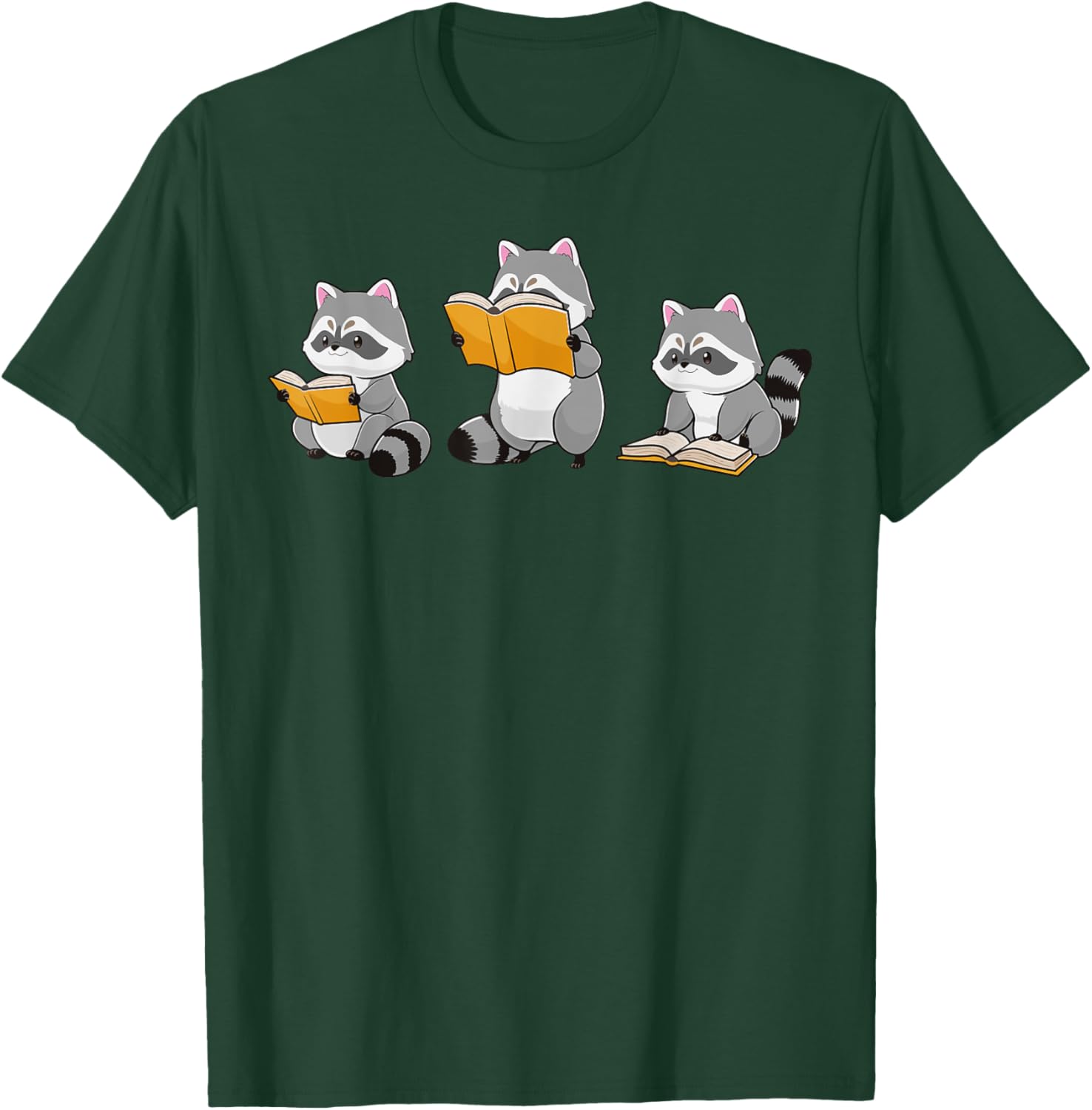 Cute Raccoon Reading Books T-Shirt for Book Lovers and Bookworms - 16