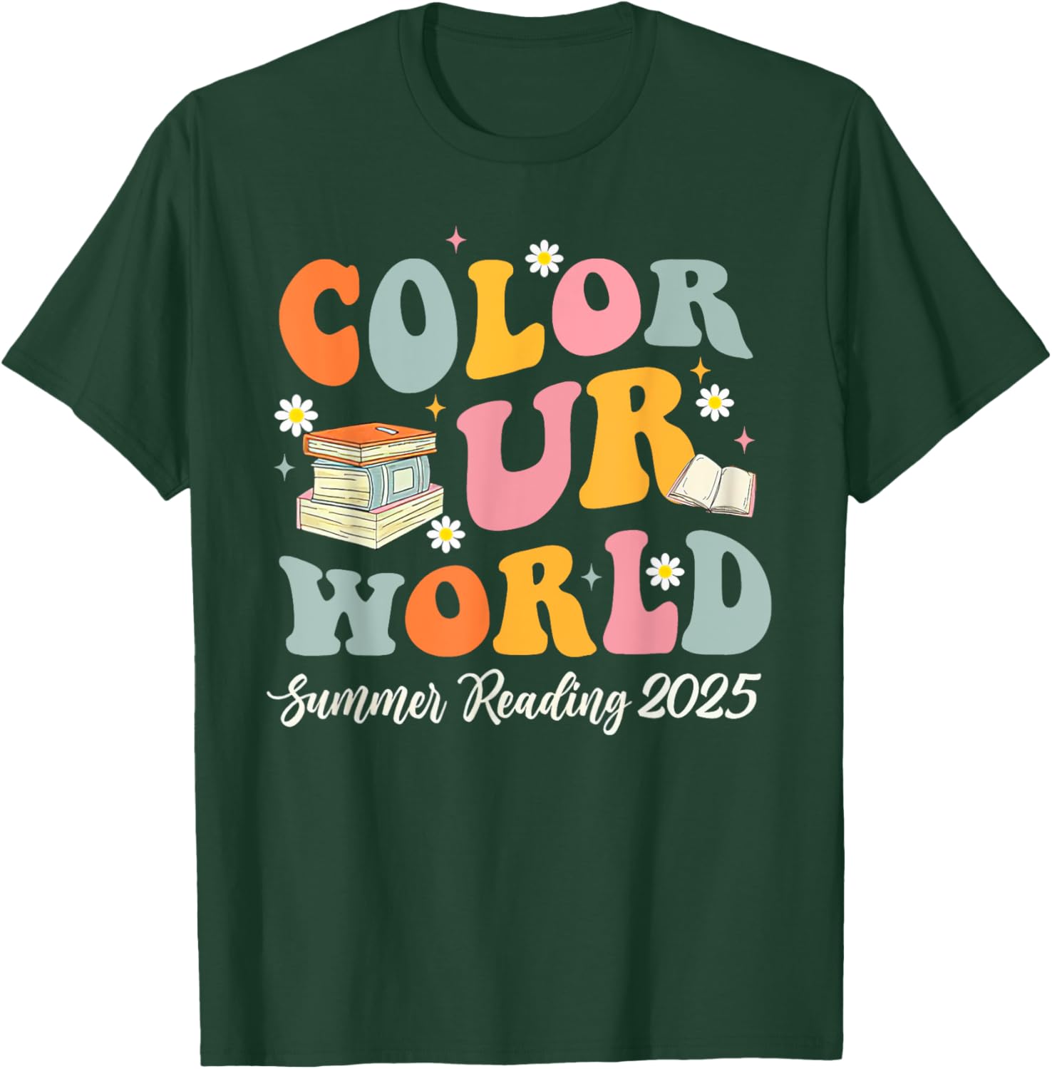 Retro Groovy Summer Reading Program 2025 T-Shirt for Kids and Adults - 1