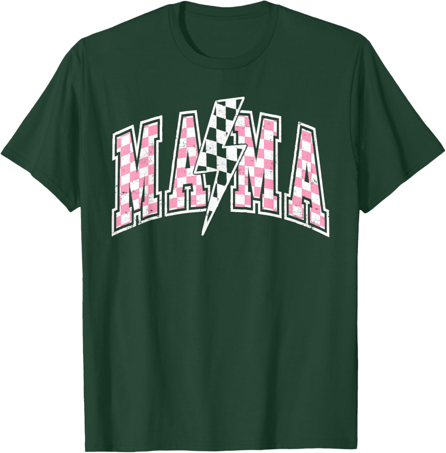 Mama Lightning Bolt Checkered Mom T-Shirt for Stylish Moms - 22