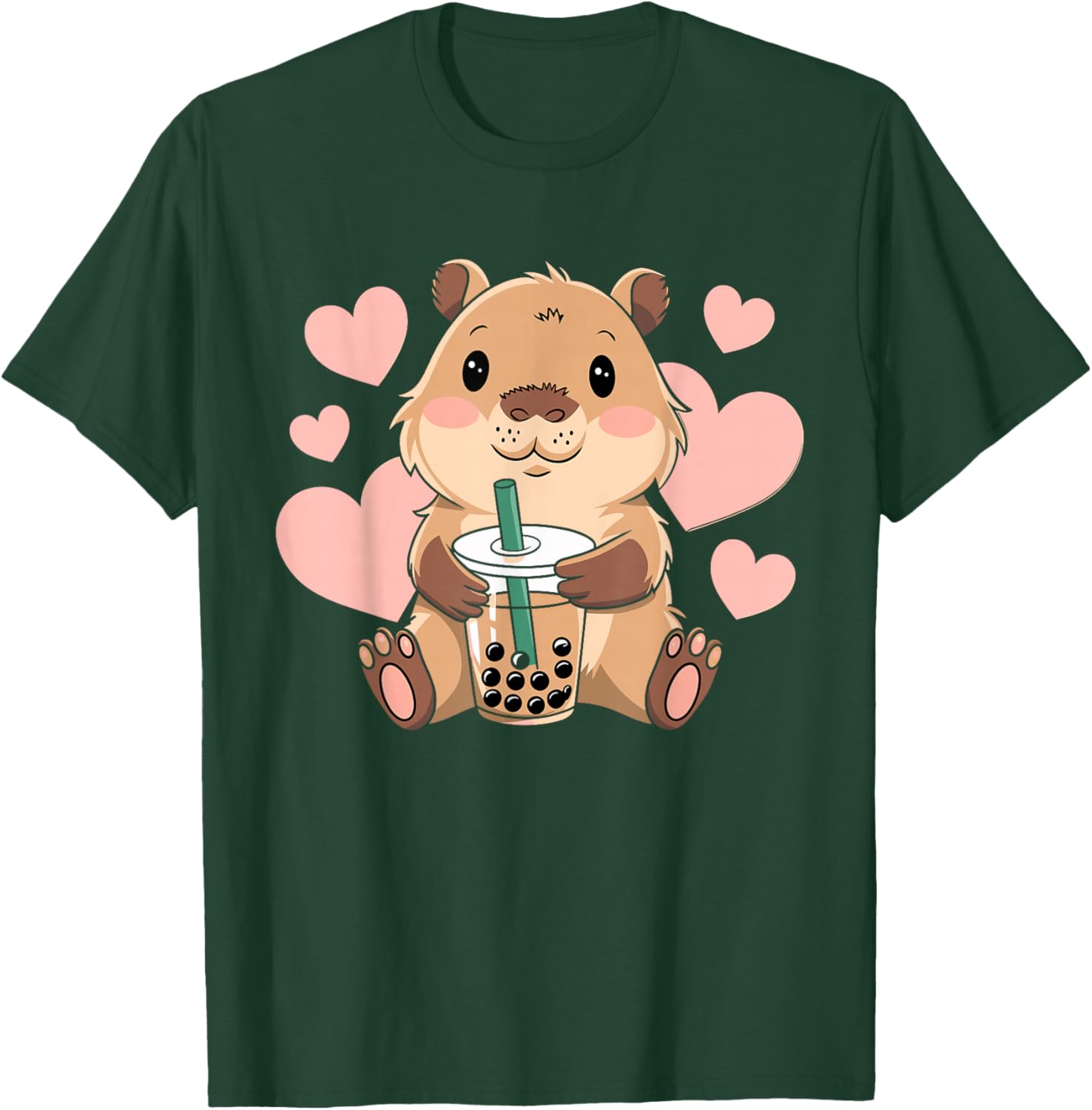 Cute Capybara Boba Tea T-Shirt for Women, Teens, and Kids - 4