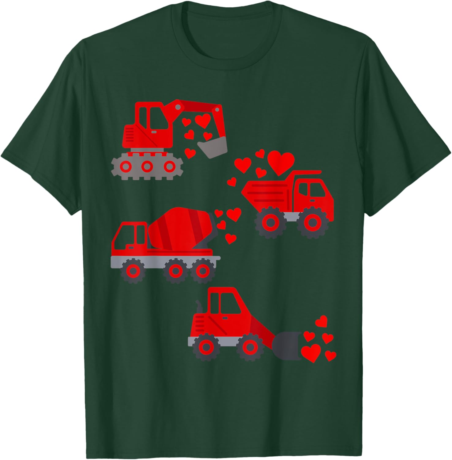 Funny Valentine's Day Construction Trucks Hearts T-Shirt for Boys - 14