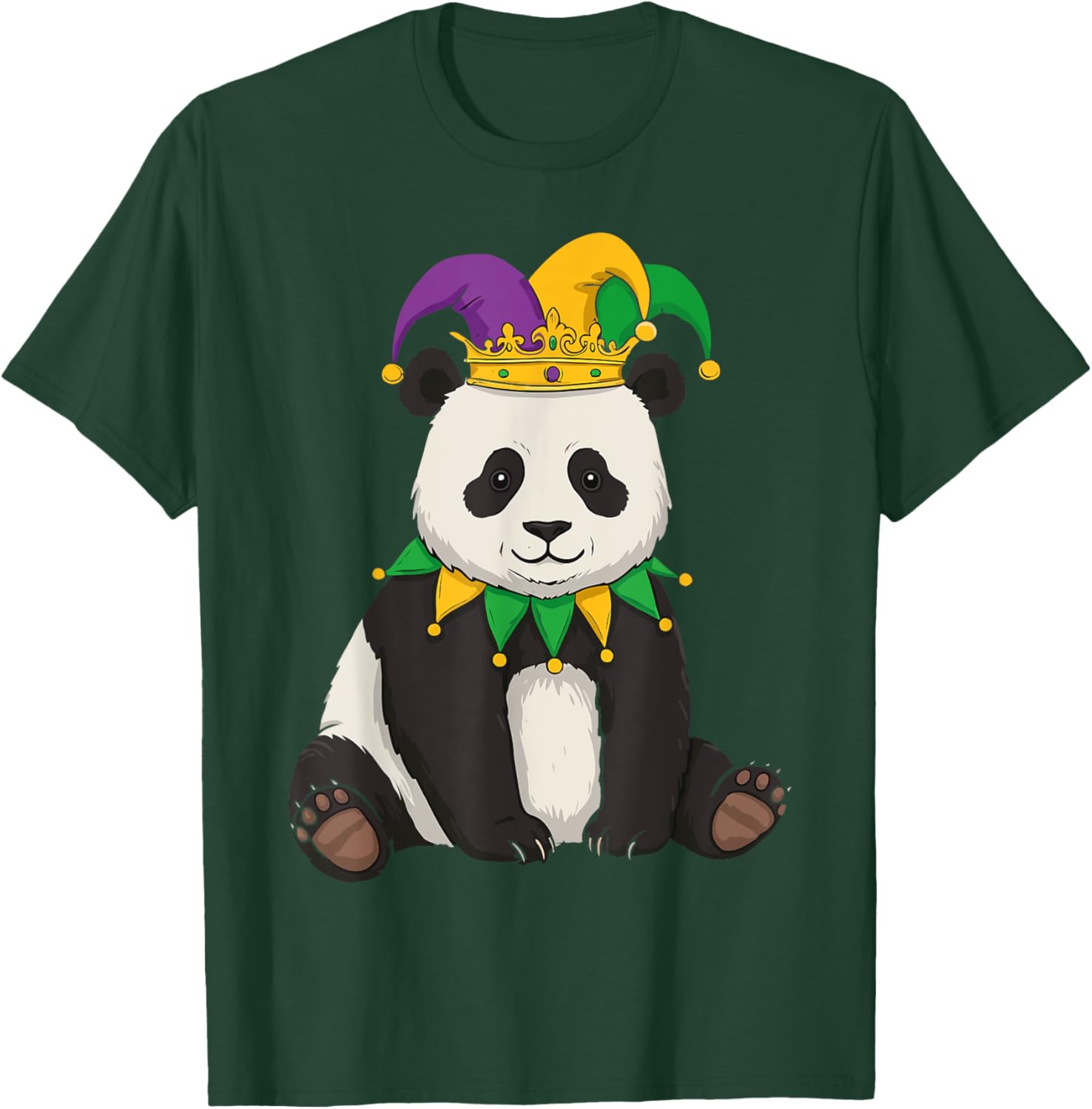 Funny Panda Mardi Gras Jester Hat Tee Cute Gift T-Shirt for All Ages - 17